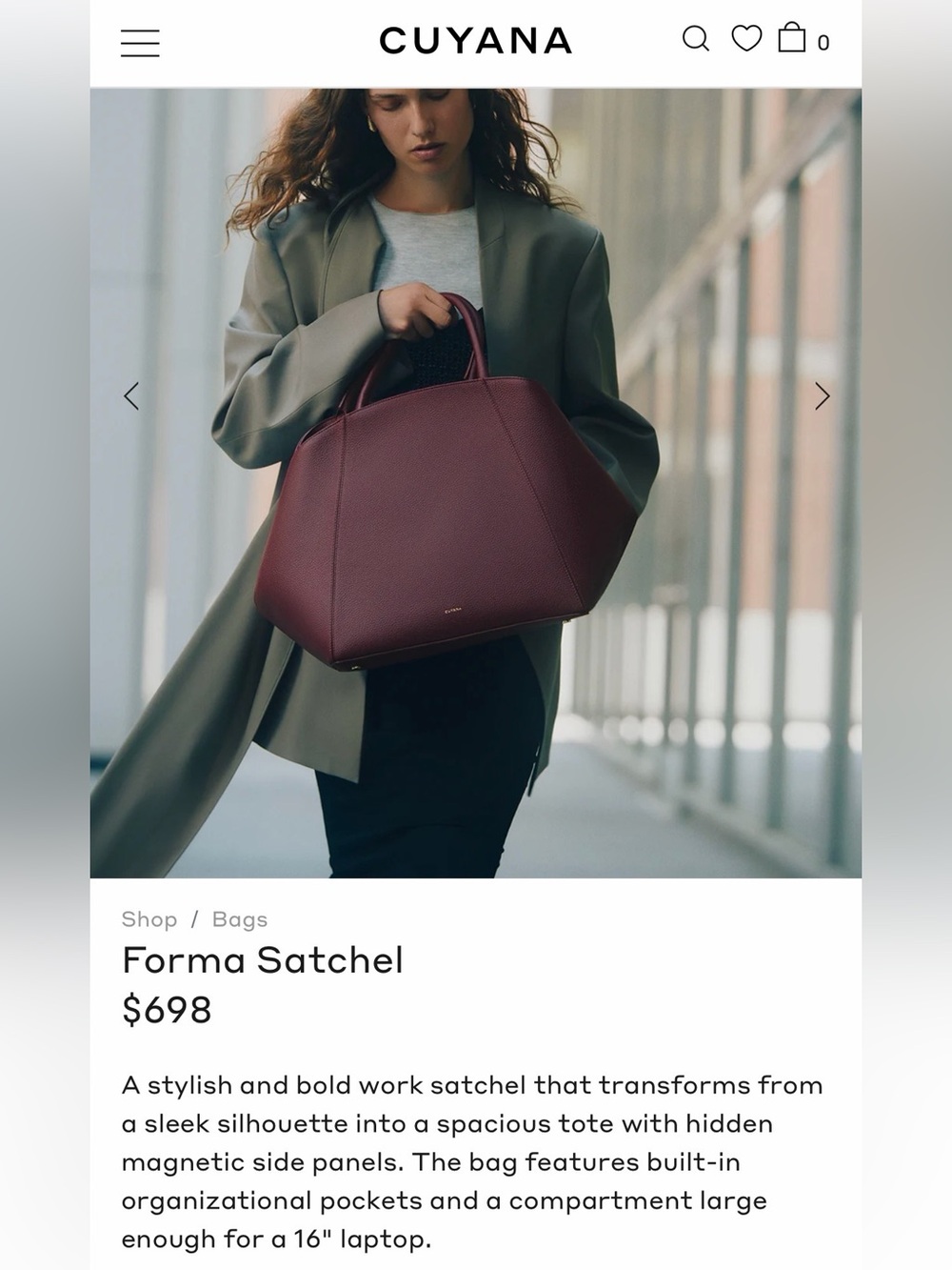 Cuyana Forma Satchel in Cherry - Picture 7 of 16